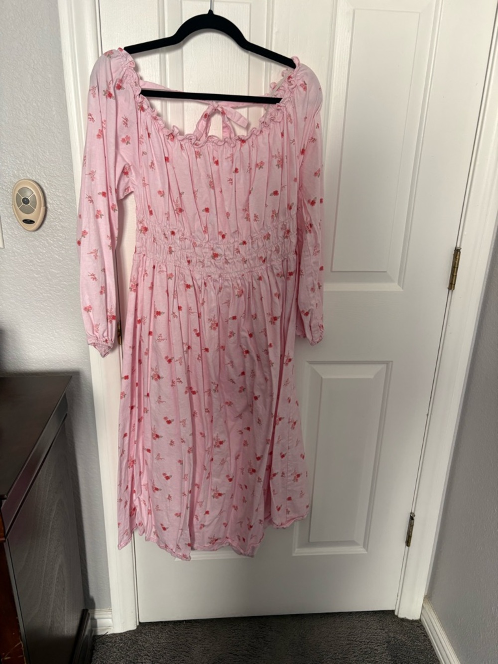 Pink Floral Smocked Waist Dress